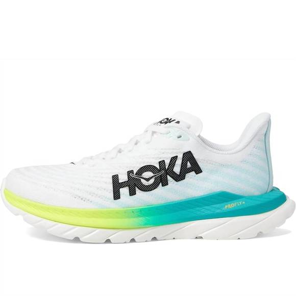 NEW HOKA women's mach 5 running shoe ( b width ) in white/ blue glass - Picture 2 of 4